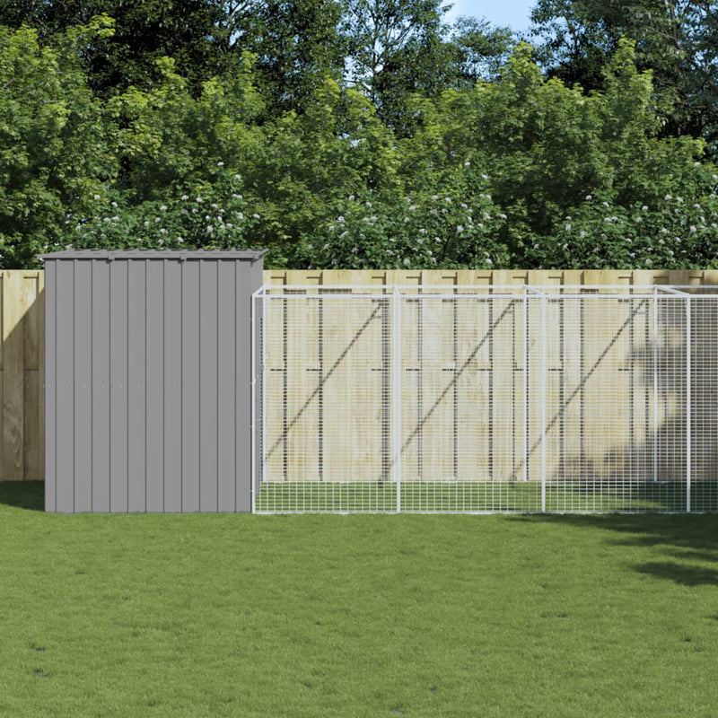 Vidaxl Dog Loft con Run 214x1069x181 cm de acero gris claro