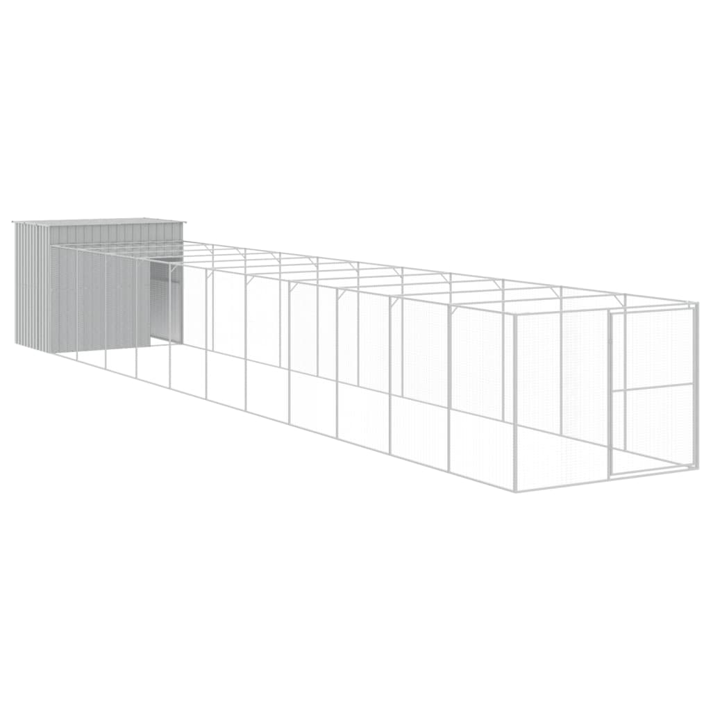 Vidaxl Dog Loft con Run 214x1273x181 cm de acero gris claro