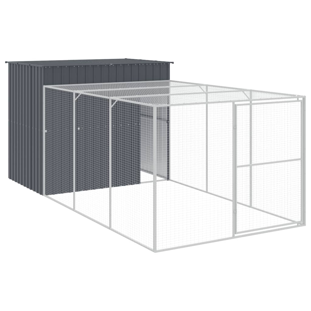 Vidaxl Dog Loft con Run 214x457x181 cm de acero galvanizado antracita