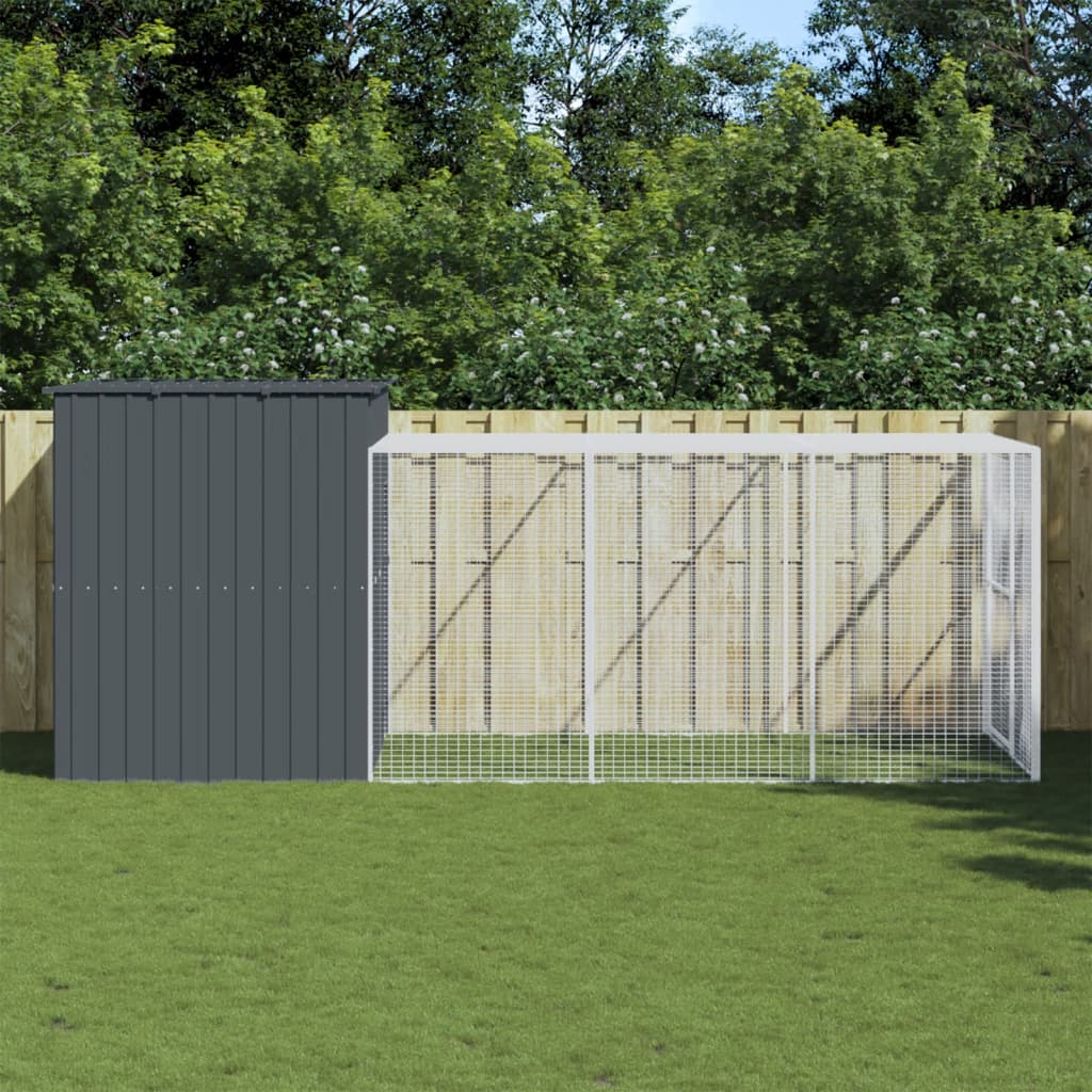 Vidaxl Dog Loft con Run 214x457x181 cm de acero galvanizado antracita