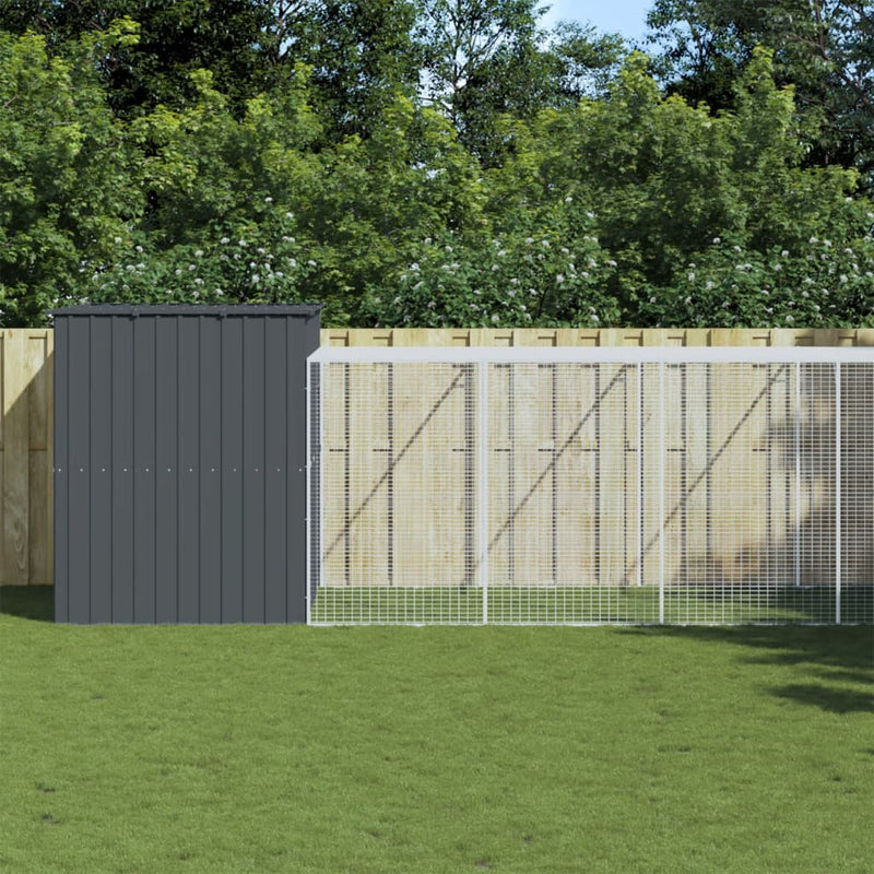 Vidaxl Dog Loft con Run 214x661x181 cm de acero galvanizado antracita