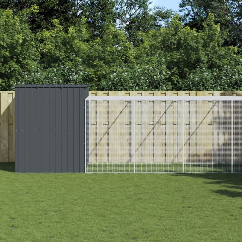 Vidaxl Dog Loft con Run 214x865x181 cm de acero galvanizado antracita