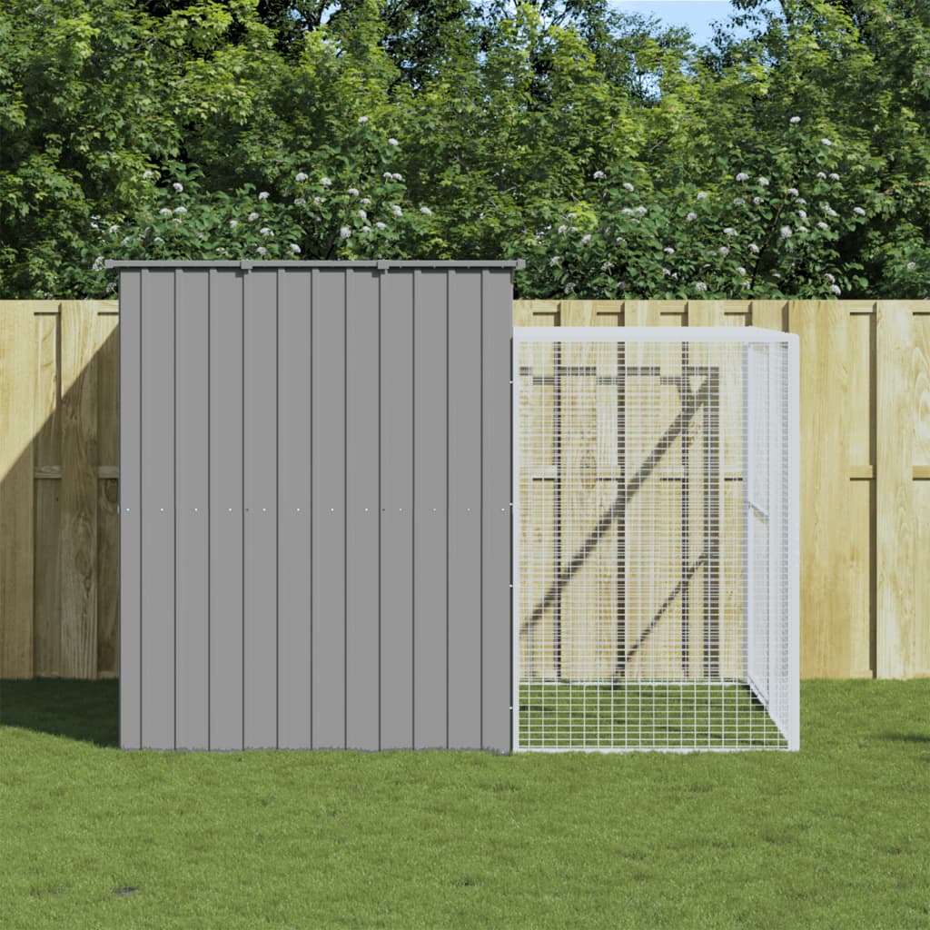 Vidaxl Dog Loft con Run 214x253x181 cm in acciaio grigio chiaro