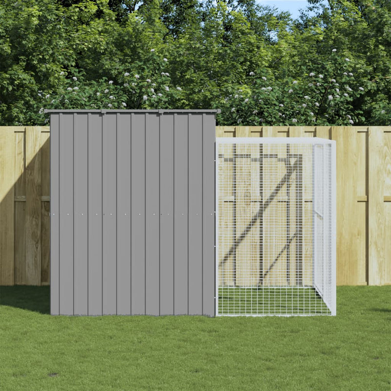 Vidaxl Dog Loft con Run 214x253x181 cm in acciaio grigio chiaro