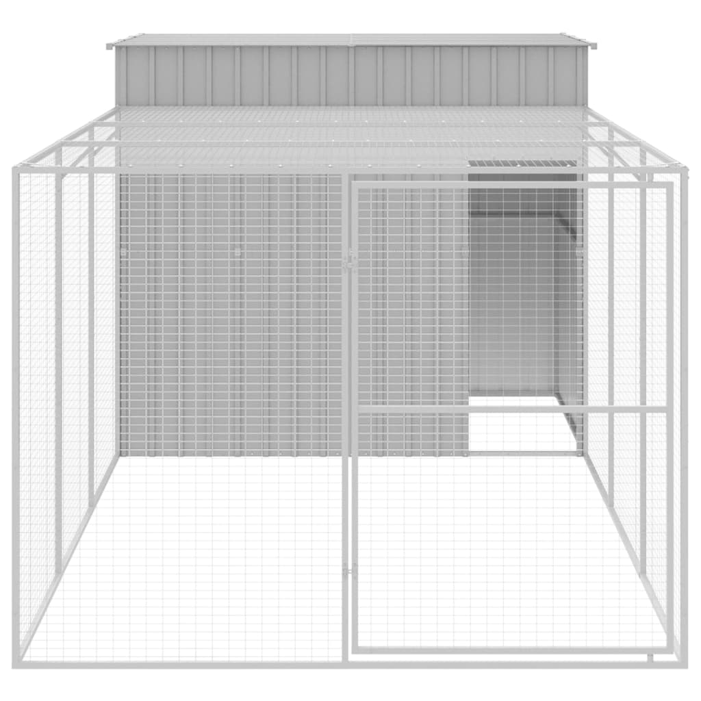 Vidaxl Dog Loft con Run 214x457x181 cm de acero gris claro