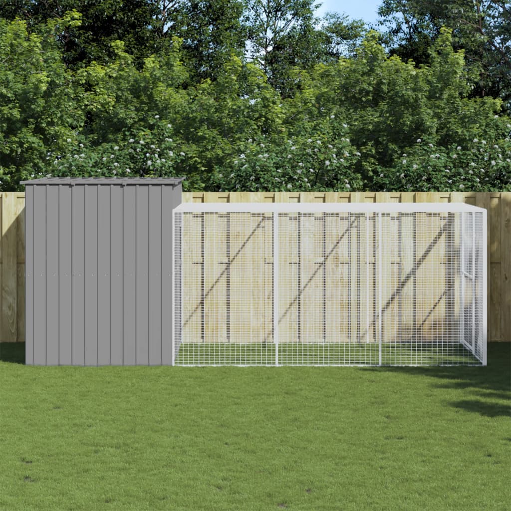 Vidaxl Dog Loft con Run 214x457x181 cm de acero gris claro