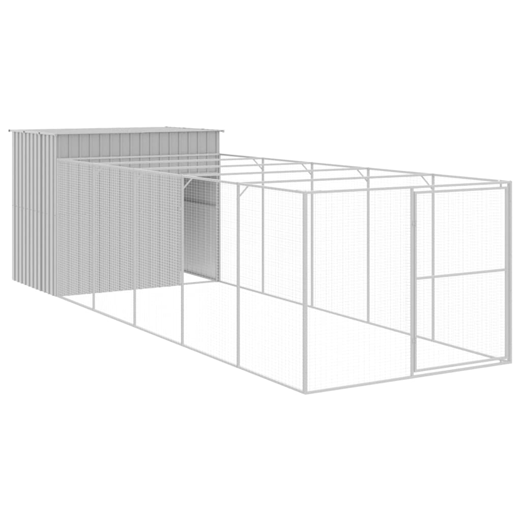 Vidaxl Dog Loft con Run 214x661x181 cm in acciaio grigio chiaro