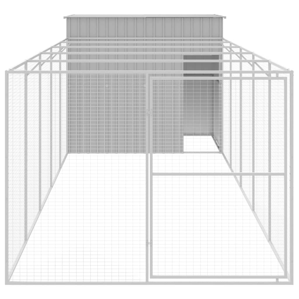 Vidaxl Dog Loft con Run 214x661x181 cm in acciaio grigio chiaro