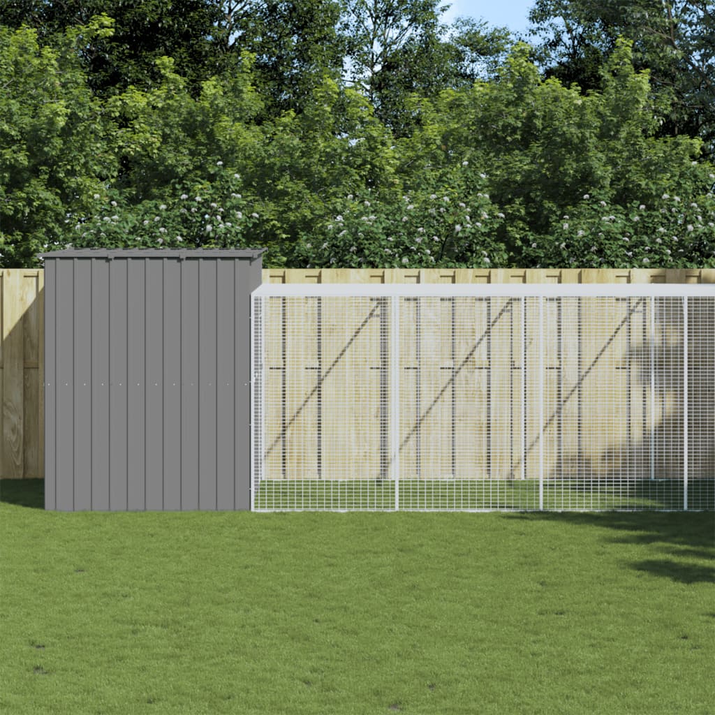 Vidaxl Dog Loft con Run 214x661x181 cm in acciaio grigio chiaro