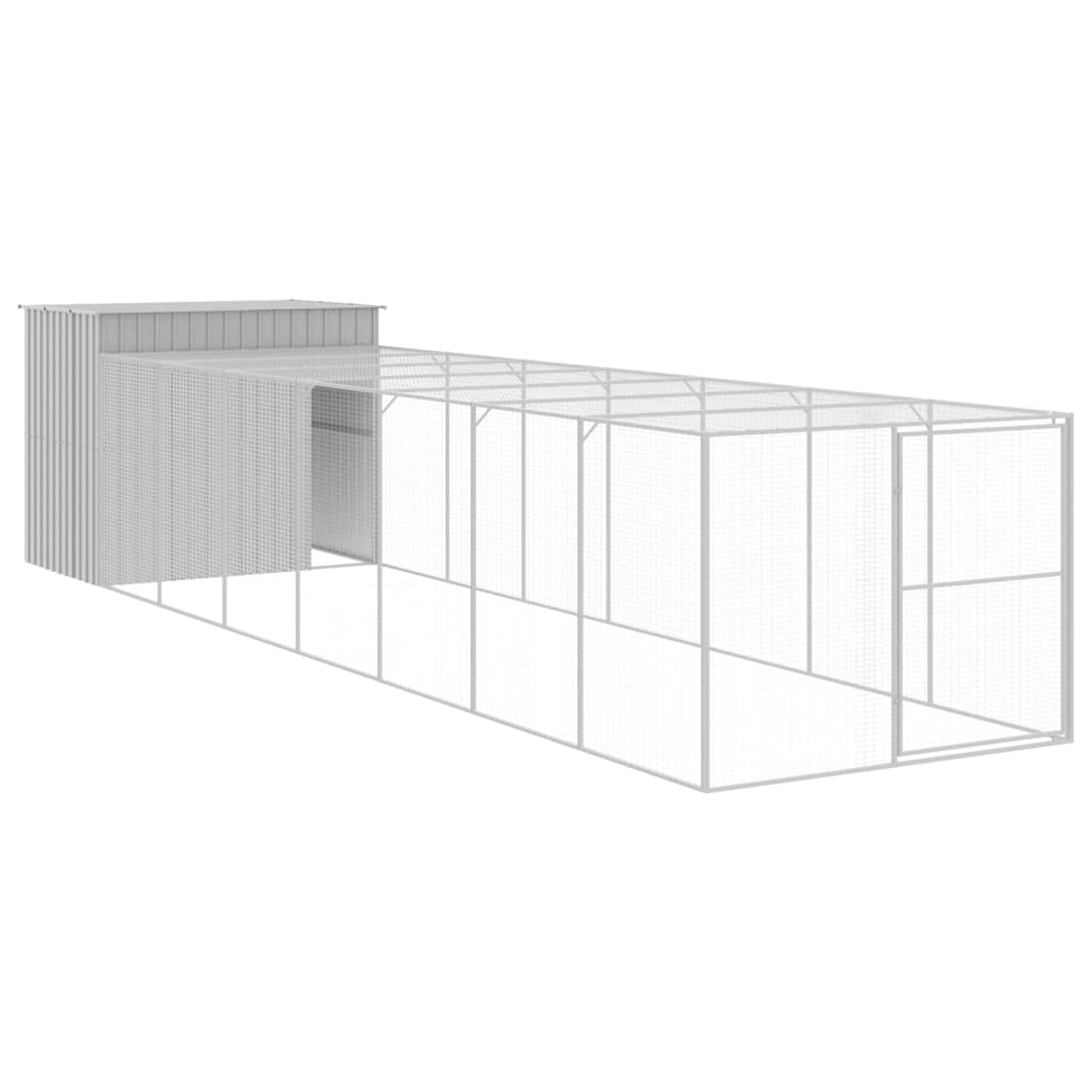 Vidaxl Dog Loft con Run 214x865x181 cm in acciaio grigio chiaro
