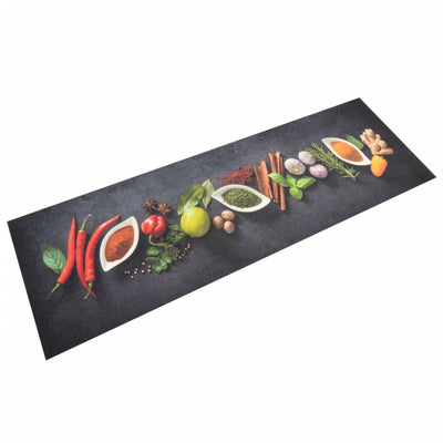 Vidaxl Mat de cocina Herba lavable estampado 60x180 cm Velvet