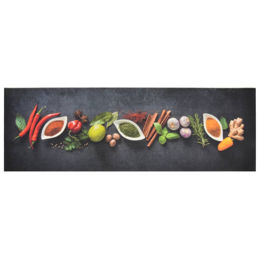 Vidaxl tappetino da cucina stampato di erbe lavabile 60x180 cm velluto