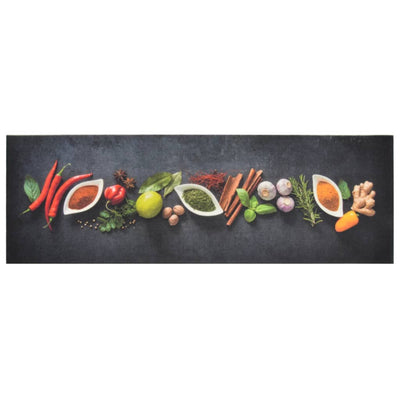 Vidaxl Mat de cocina Herba lavable estampado 60x180 cm Velvet