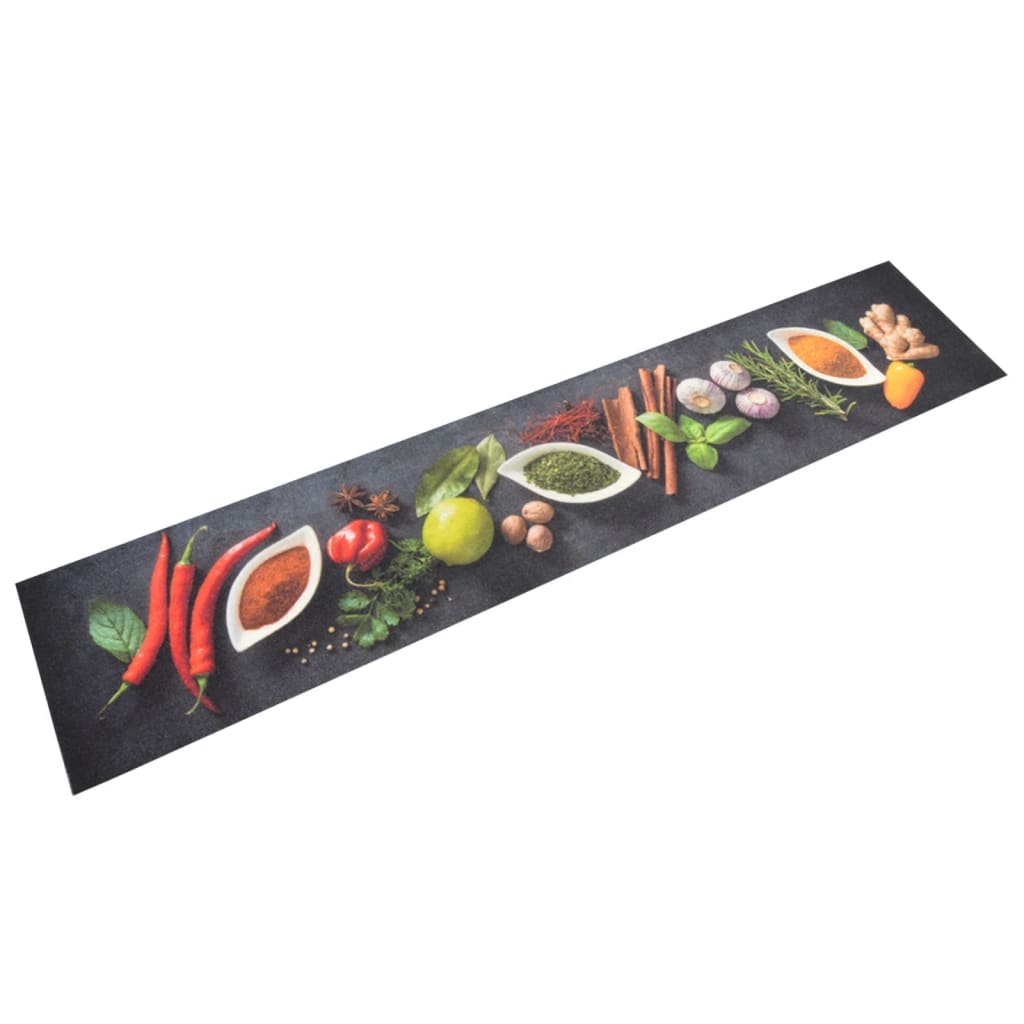 Vidaxl tappetino da cucina stampato di erbe lavabile 60x300 cm velluto