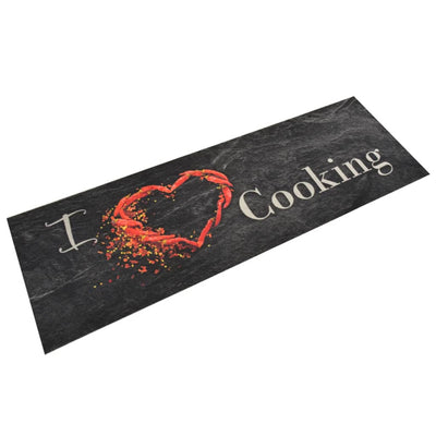 Vidaxl tappetino da cucina stampato di cottura lavabile 60x180 cm di velluto nero