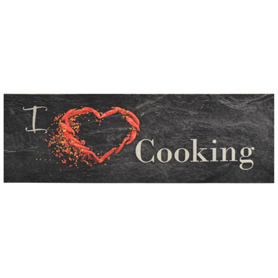 Vidaxl tappetino da cucina stampato di cottura lavabile 60x180 cm di velluto nero
