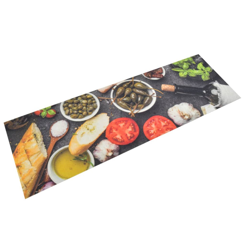 Vidaxl Mat de cocina Vinos lavables Cena impresa 60x180 cm Velvet