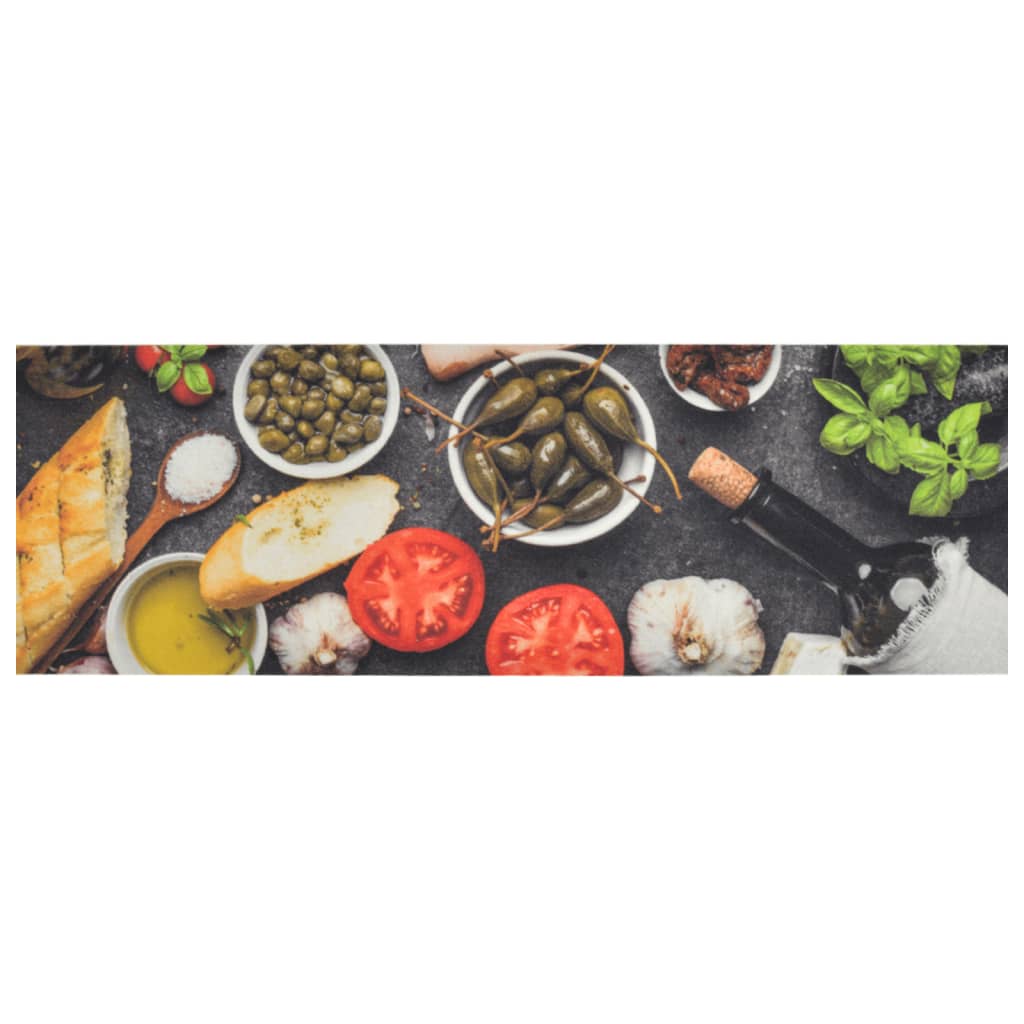 Vidaxl Mat de cocina Vinos lavables Cena impresa 60x180 cm Velvet