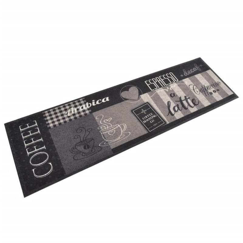 Vidaxl tappetino da cucina stampato per caffè lavabile 45x150 cm di velluto nero