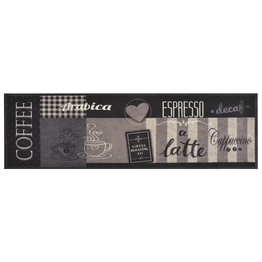 Vidaxl tappetino da cucina stampato per caffè lavabile 45x150 cm di velluto nero