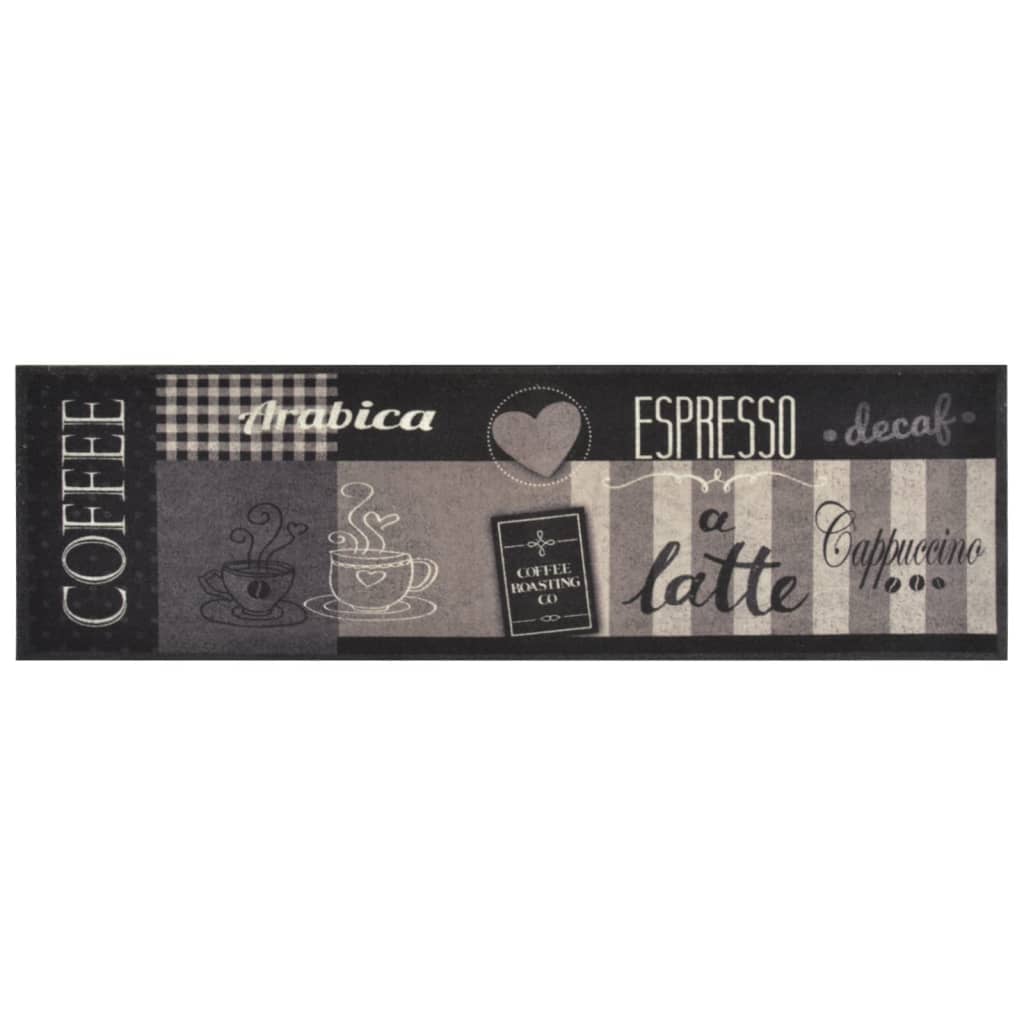Vidaxl tappetino da cucina stampato per caffè lavabile 45x150 cm di velluto nero