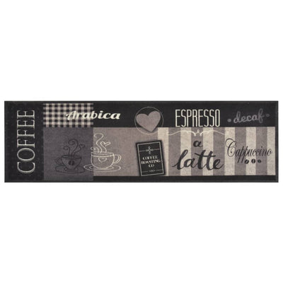 Vidaxl tappetino da cucina stampato per caffè lavabile 45x150 cm di velluto nero