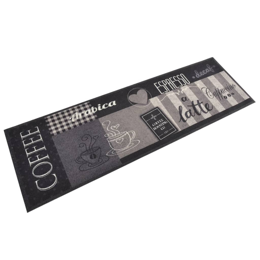 Vidaxl tappetino da cucina stampato per caffè lavabile 60x180 cm di velluto nero