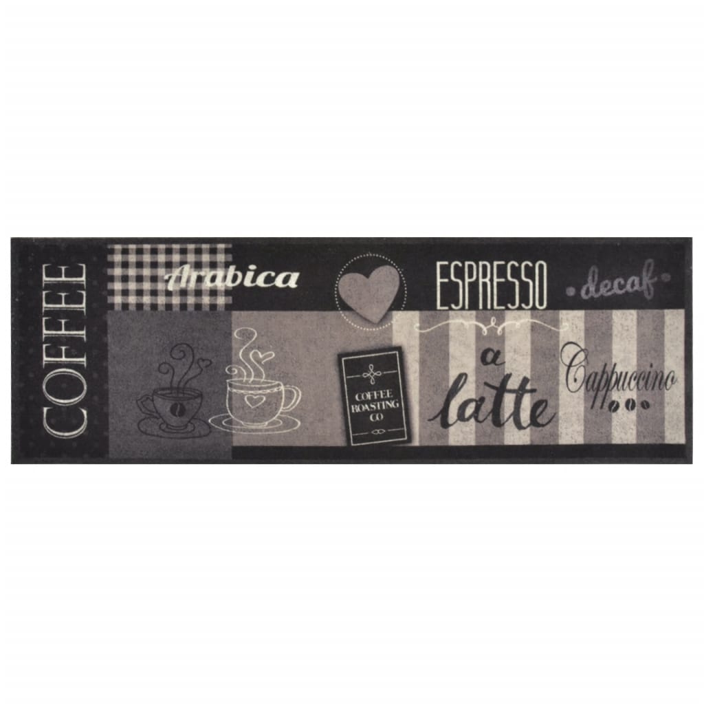 Vidaxl tappetino da cucina stampato per caffè lavabile 60x180 cm di velluto nero