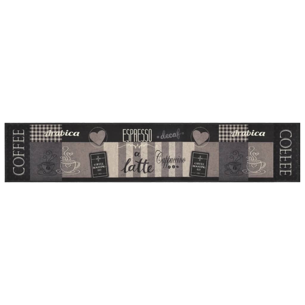 Vidaxl Mat de cocina Coffee Coffee estampado 60x300 cm Velvet Negro