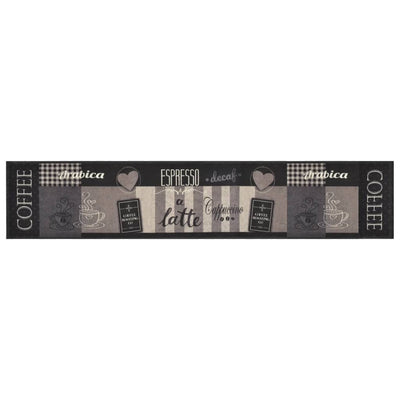 Vidaxl tappetino da cucina stampato per caffè lavabile 60x300 cm di velluto nero
