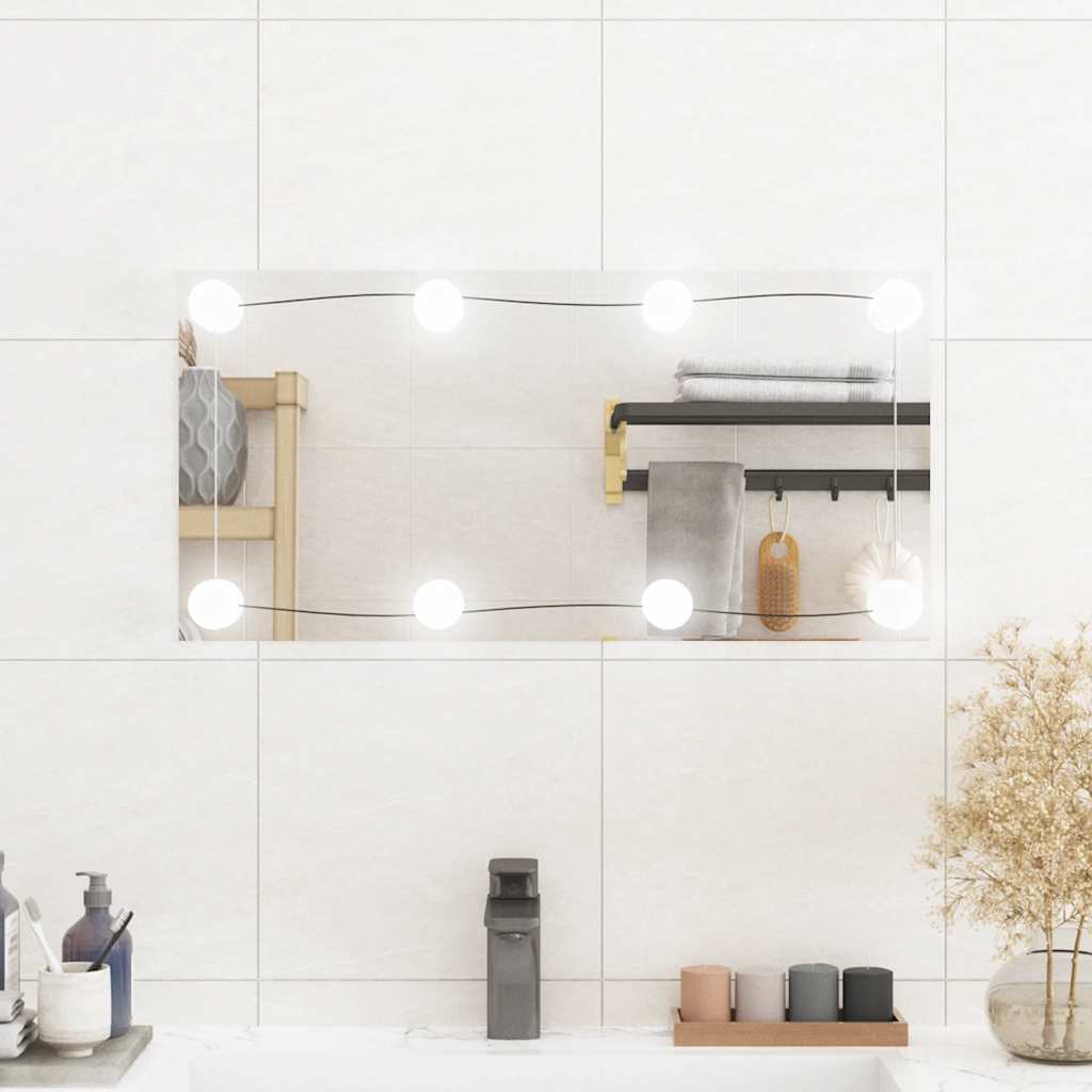 Specchio da parete Vidaxl con LED vetro rettangolare da 30x60 cm