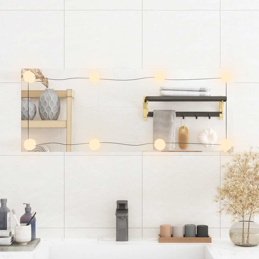 Espejo de pared Vidaxl con LED Rectangular 30x80 cm de vidrio