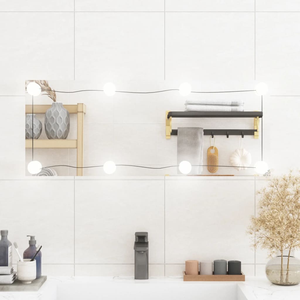 Espejo de pared Vidaxl con LED Rectangular 30x80 cm de vidrio