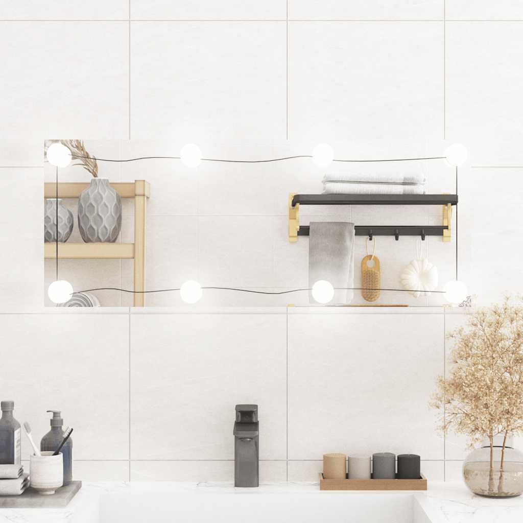 Espejo de pared Vidaxl con LED Rectangular 30x80 cm de vidrio