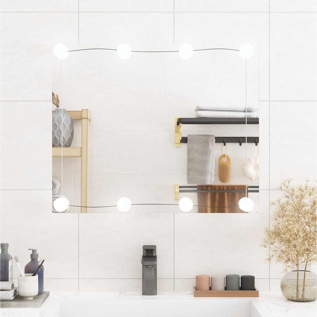 Specchio da parete Vidaxl con LED Rettangolare da 50x60 cm vetro