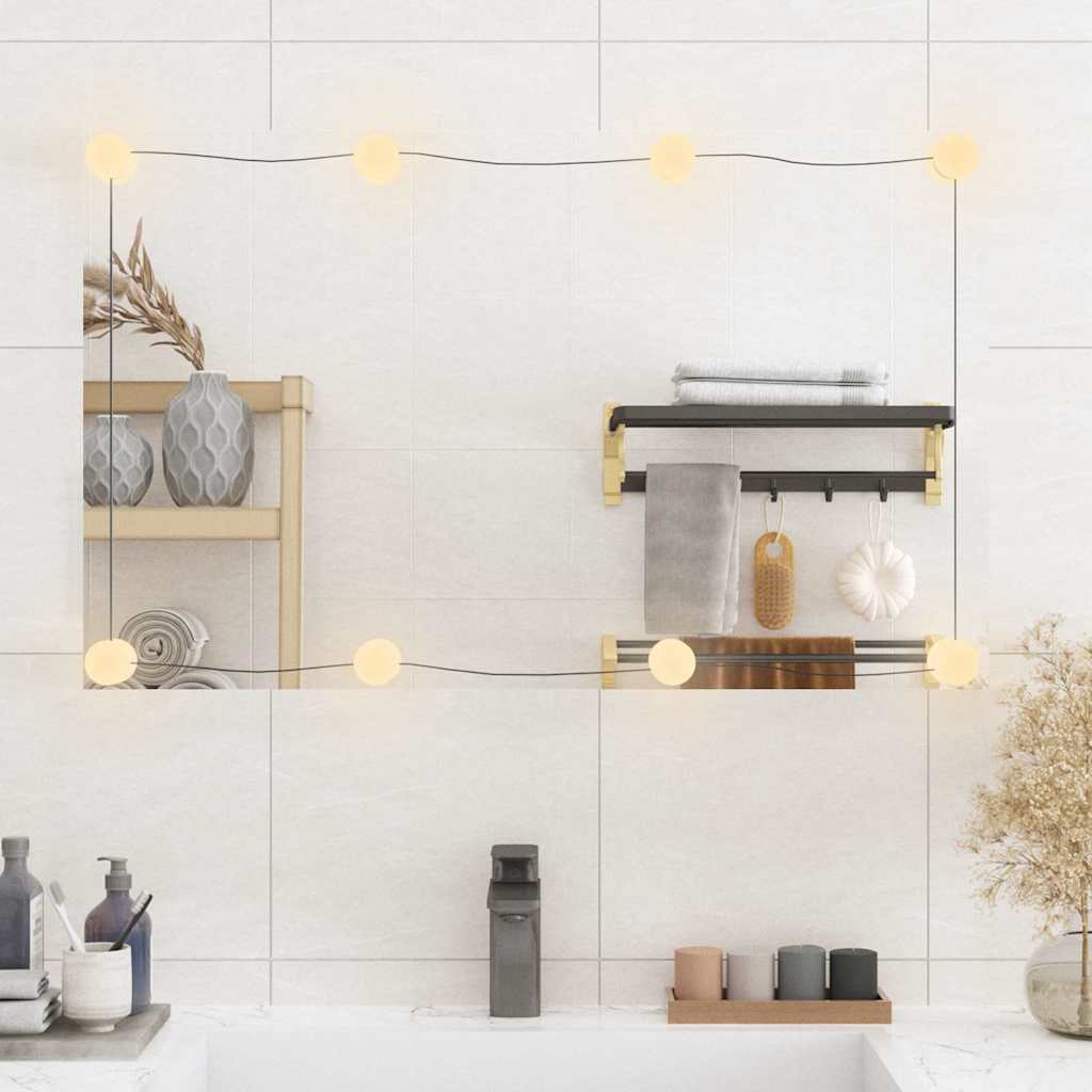 Specchio da parete Vidaxl con LED Rettangolare da 50x80 cm vetro