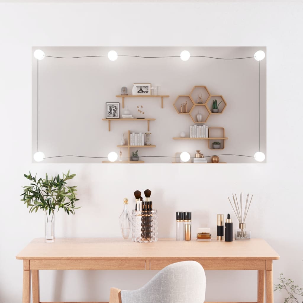Vidaxl wandspiegel met led's rechthoekig 50x100 cm glas