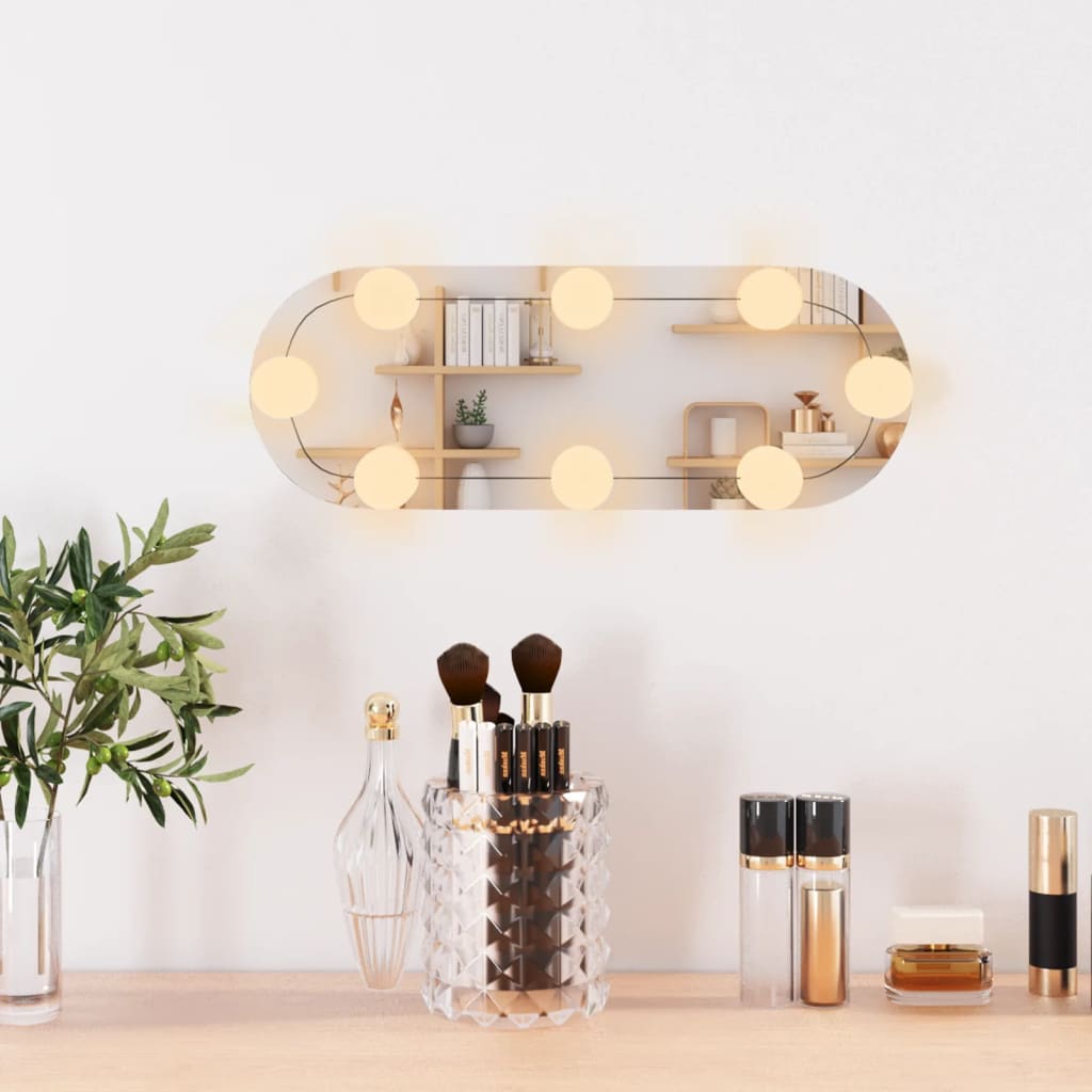 Specchio da parete Vidaxl con LED ovale da 15x40 cm vetro