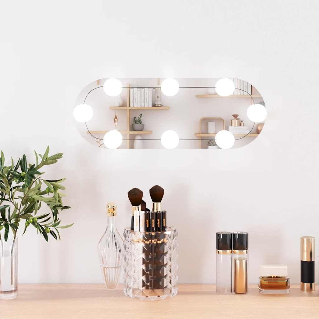 Specchio da parete Vidaxl con LED ovale da 15x40 cm vetro