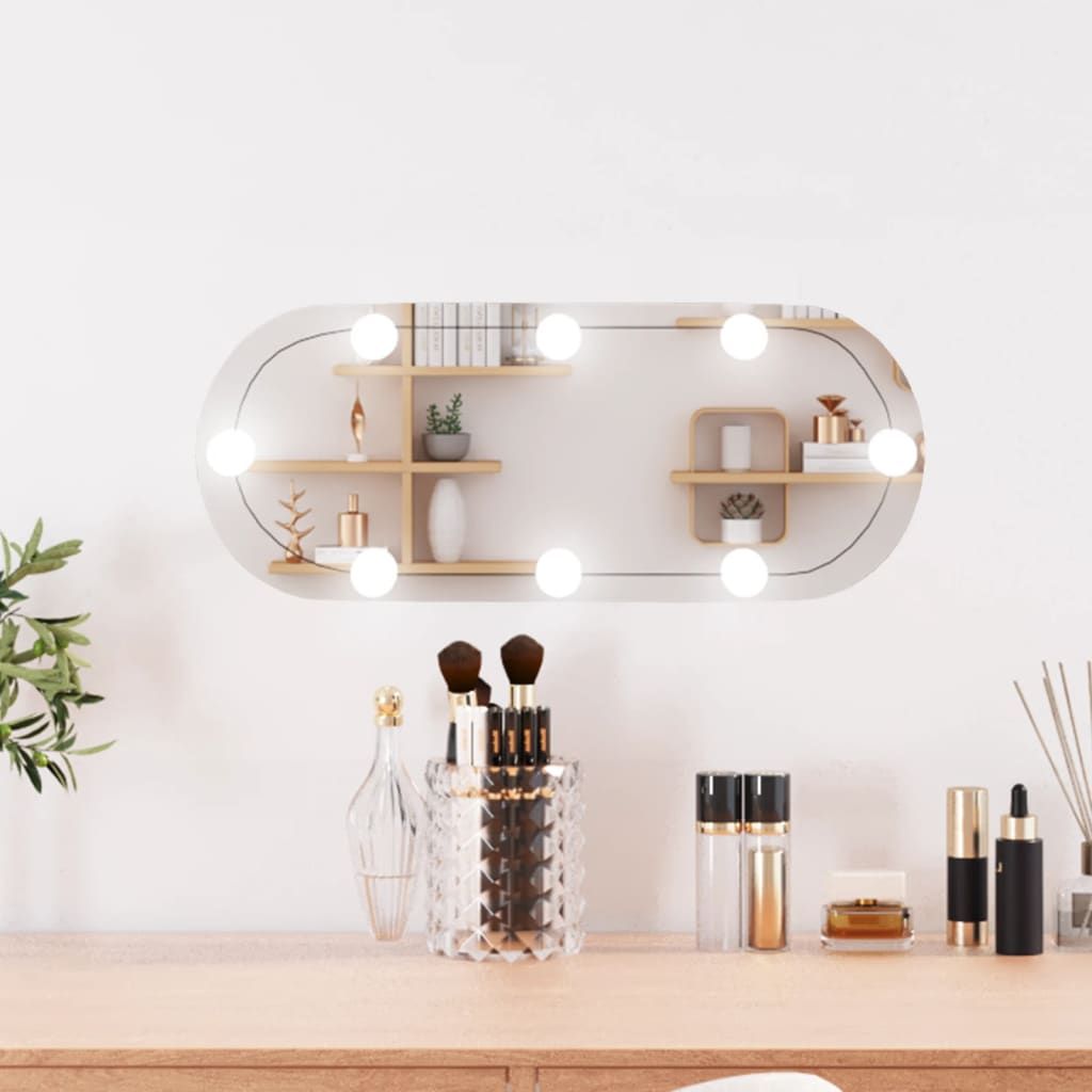 Specchio da parete Vidaxl con LED ovale 20x50 cm vetro