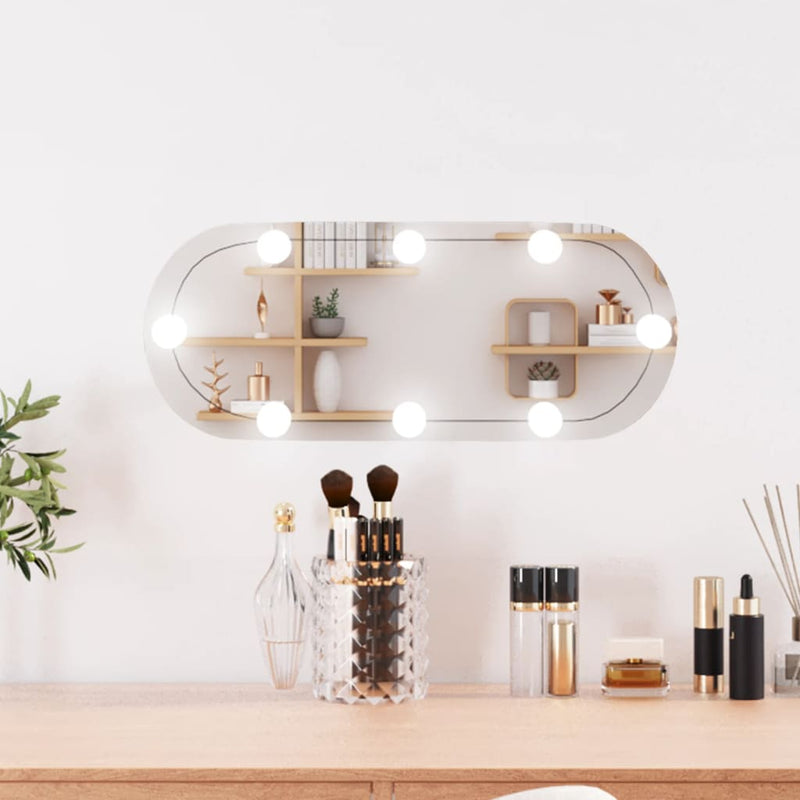 Specchio da parete Vidaxl con LED ovale 20x50 cm vetro