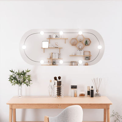 Vidaxl Wall Mirror With LEDs Oval 25x60 cm Glass