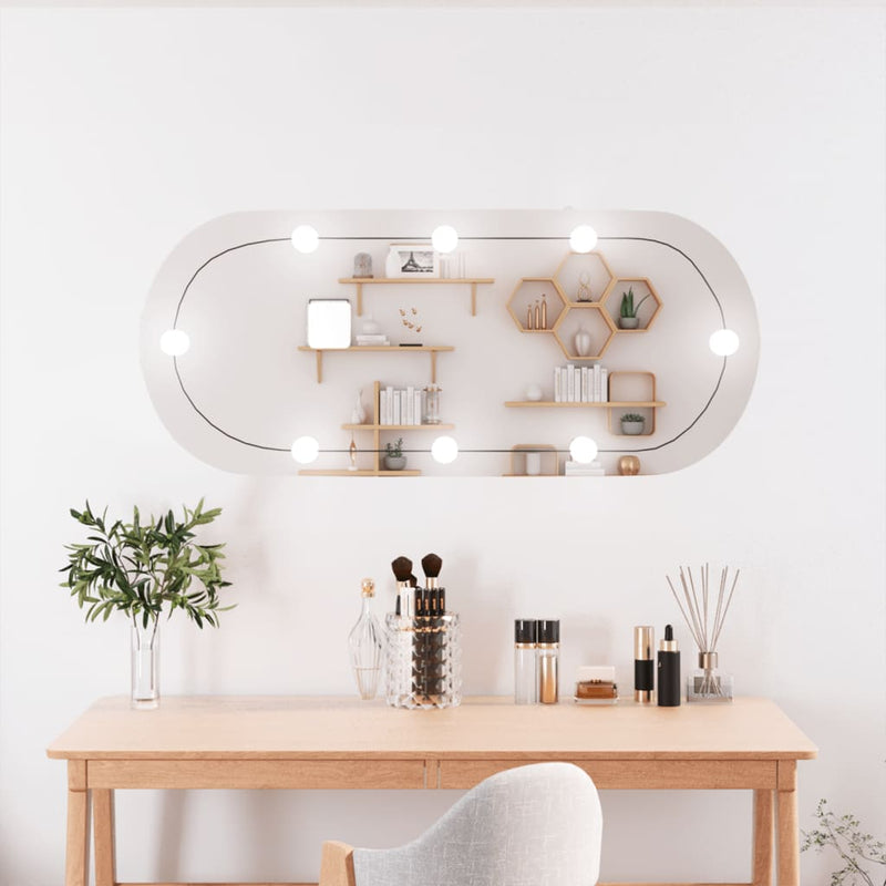 Specchio da parete Vidaxl con LED ovale 25x60 cm vetro