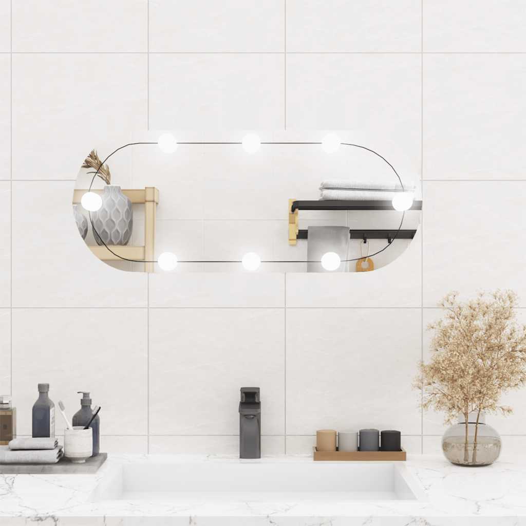 Specchio da parete Vidaxl con LED ovale da 30x70 cm vetro