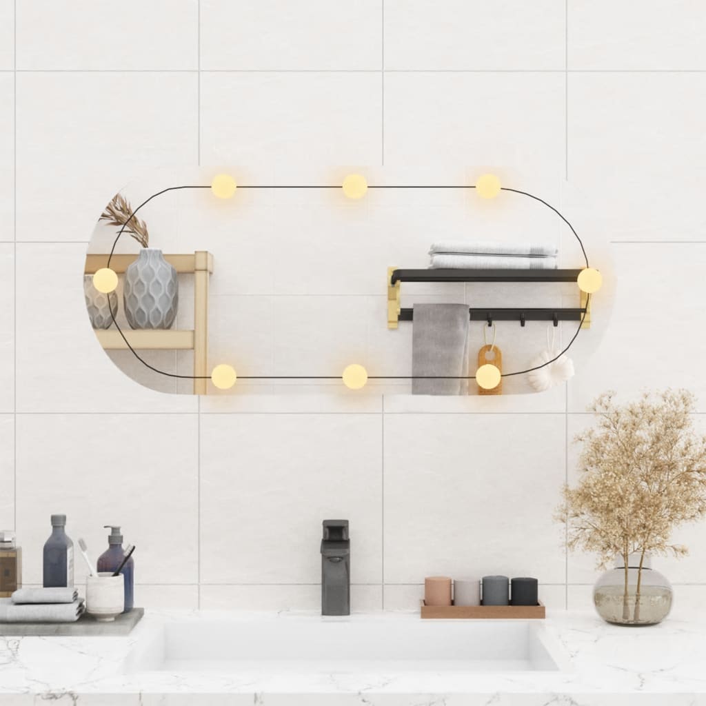Vidaxl wandspiegel met led's ovaal 35x80 cm glas