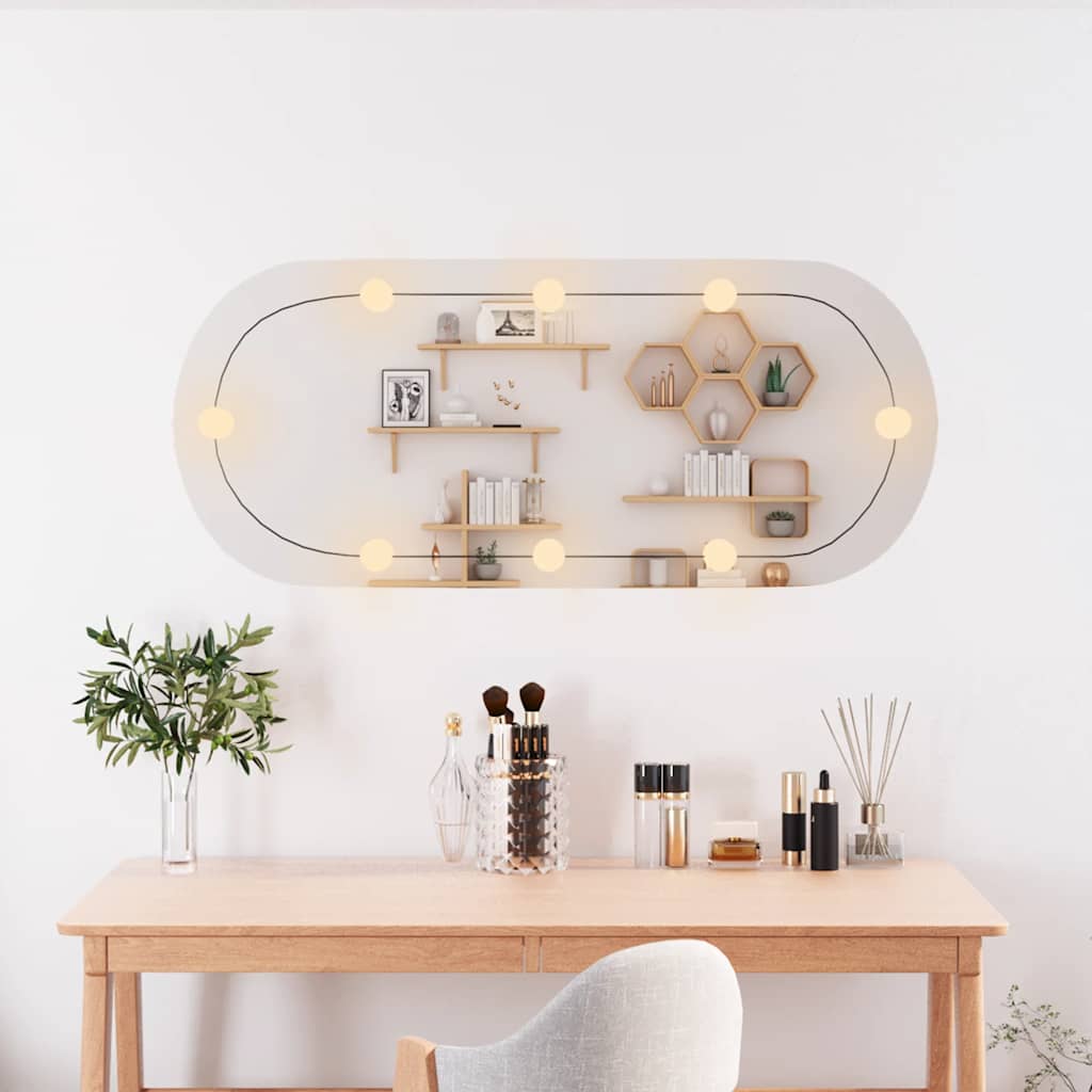 Specchio da parete Vidaxl con LED ovale 40x90 cm vetro