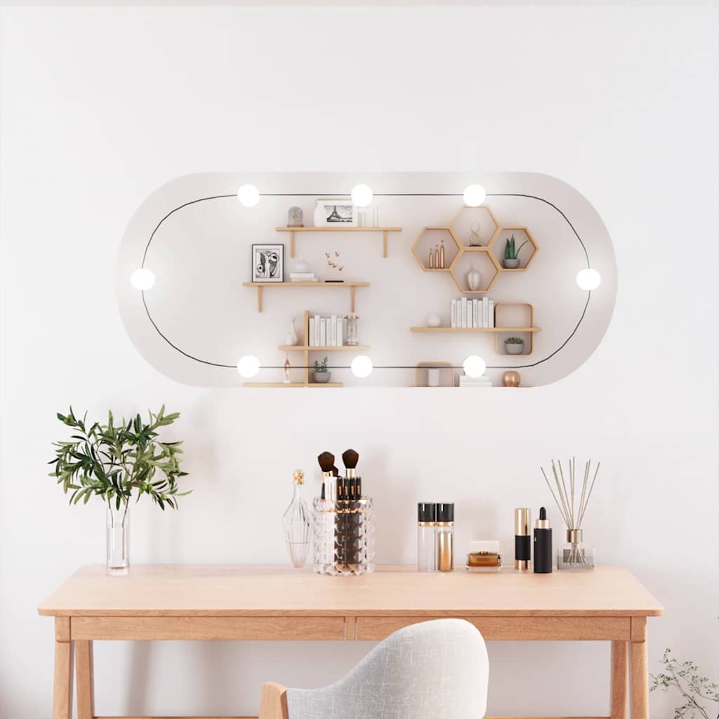 Specchio da parete Vidaxl con LED ovale 40x90 cm vetro