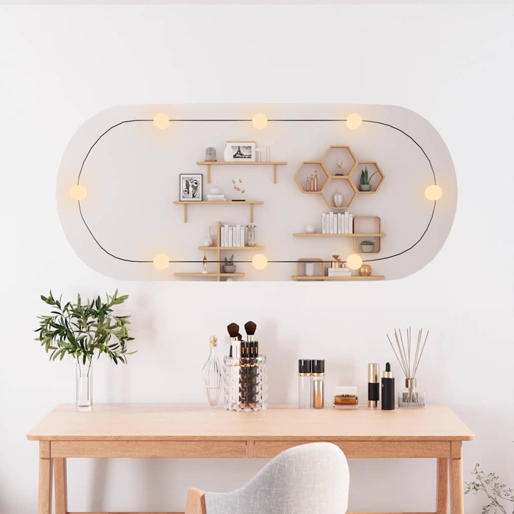 Specchio da parete Vidaxl con LED ovale da 45x100 cm vetro