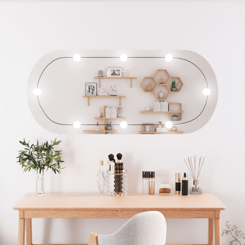 Specchio da parete Vidaxl con LED ovale da 45x100 cm vetro