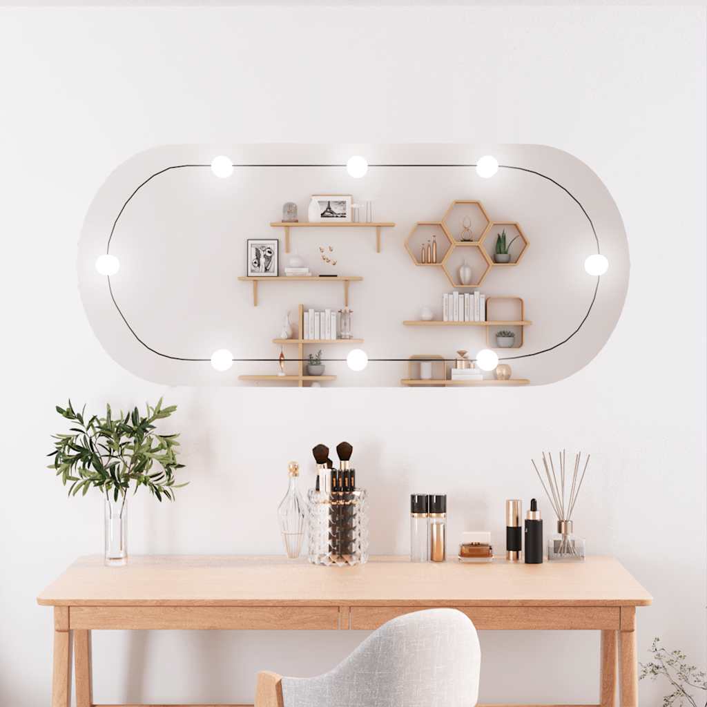 Specchio da parete Vidaxl con LED ovale da 45x100 cm vetro